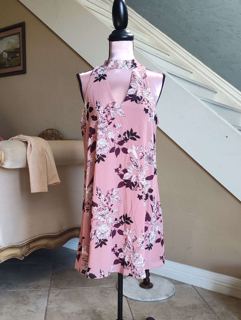 miami Rose Pink Floral Halter Chemise